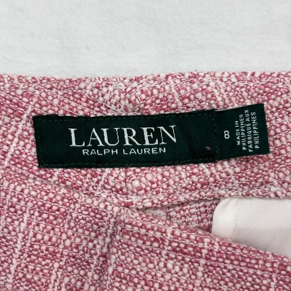 Lauren Ralph Lauren Pink Tweed Shorts Size 8 High Waist Tailored Chic - Picture 7 of 10